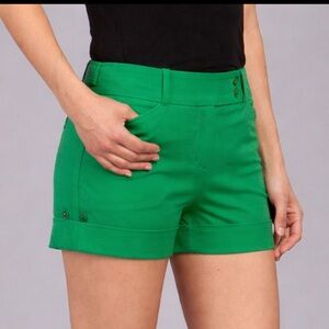BCBGMaxAzria Symone Green Waistband Shorts size 8 Chic Resortwear